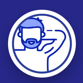 Hombre con barba sonriente por buen olor