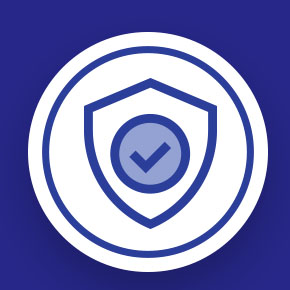 Escudo en lineas azules asegurando la protección